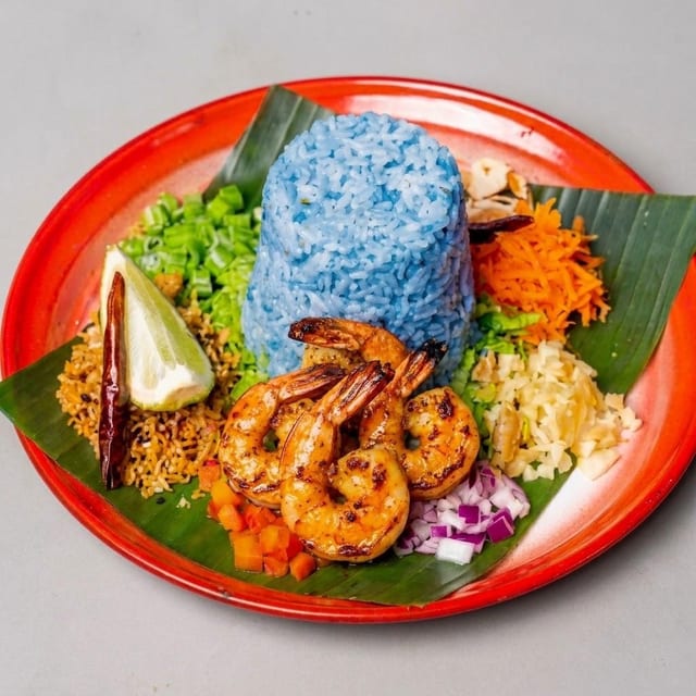 Herbal Rice Salad Grilled Shrimps.