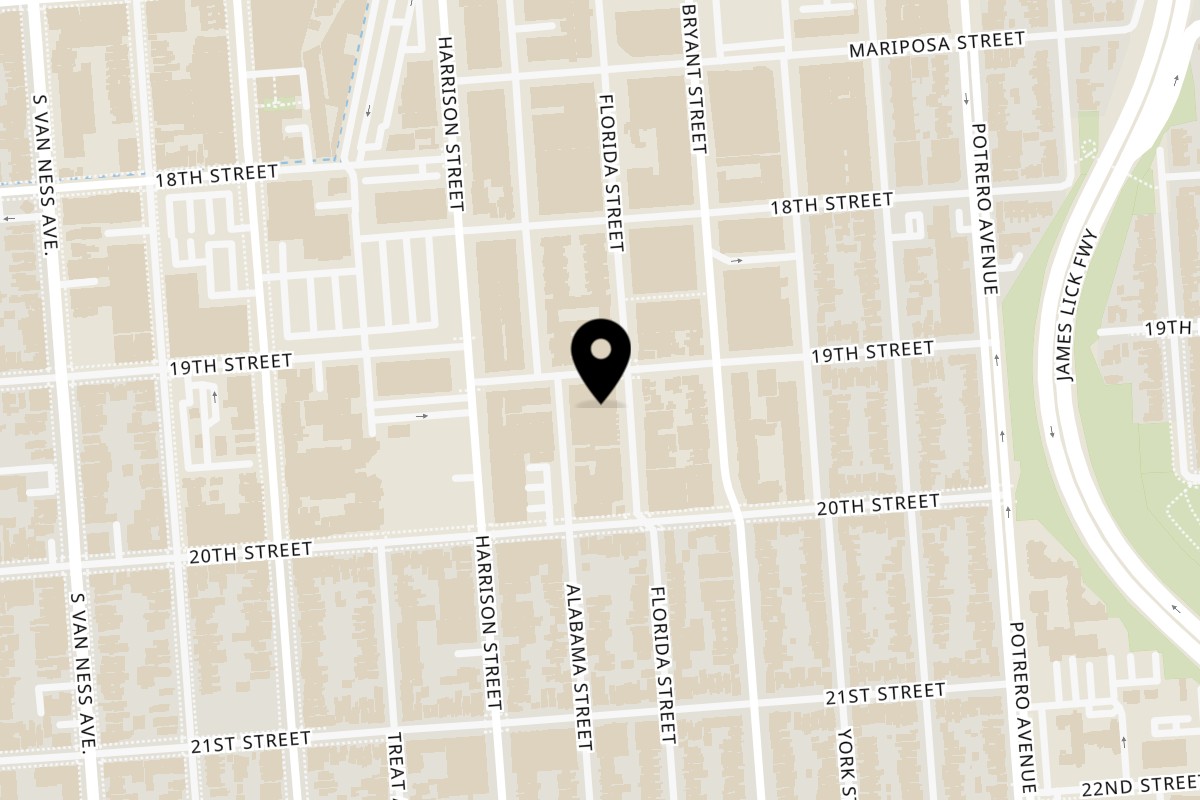 Map showing the location of Farmhouse Kitchen Thai San Francisco on 710 Florida St in San Francisco