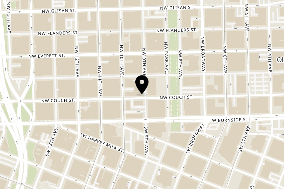 Map showing the location of Farmhouse Kitchen Thai Pearl District on 121 NW 9th Ave in Portland